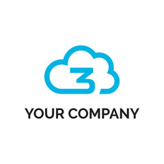 number 3 cloud line logo vector