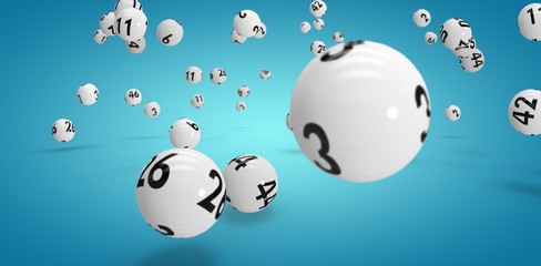 Composite image of falling lottery balls 