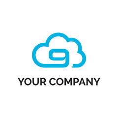 number 9 cloud line logo vector