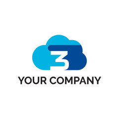 number 3 cloud modern logo vector