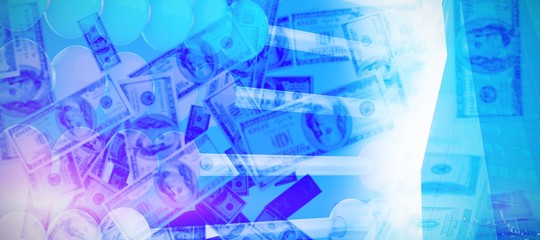 Composite image of bundle of us hundred dollars bank notes