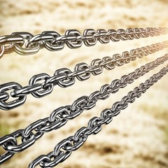Fototapeta premium Composite image of row of 3d metal chains 
