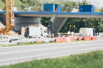 Abstract blurred background. Road repair.
