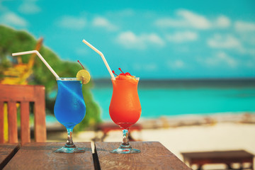Two cocktails on luxury beach resort