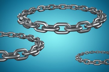 Composite image of 3d image of round metal chain 