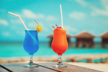 Two cocktails on luxury beach resort