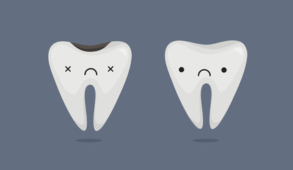 Ill tooth character vector illustration