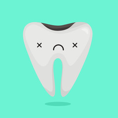 Ill tooth character vector illustration