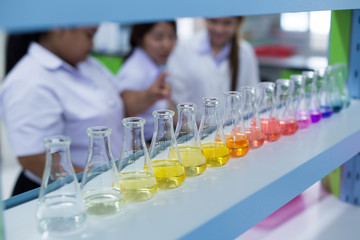 Titration technique in the laboratory.	