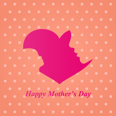 Happy Mother's Day vector illustration. Mother and baby silhouette.