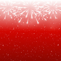 Shiny fireworks on red background
