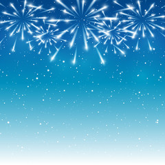 Fototapeta na wymiar Shiny fireworks on blue background