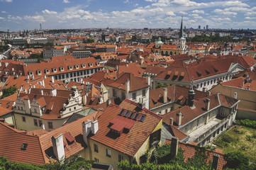 Fototapeta na wymiar Prague - aerial view with red roofs