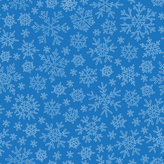Christmas seamless doodle pattern with snowflakes
