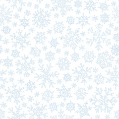 Christmas seamless doodle pattern with snowflakes