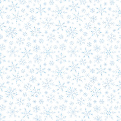 Christmas seamless doodle pattern with snowflakes