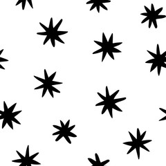 Fototapeta na wymiar Black and white seamless pattern with stars. Abstract vector illustration