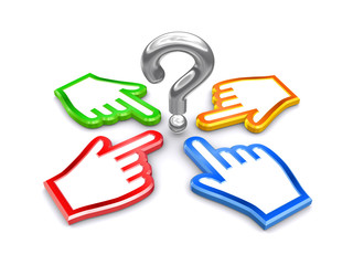 手のアイコンとクエスチョンマーク