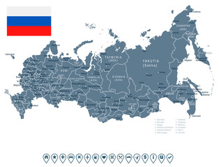 Fototapeta premium Russia - map and flag – illustration