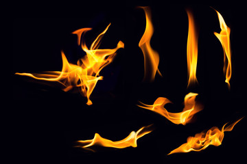 Fire flames on black background,Flames of Fire in a fireplace,fire flame,fire flame close up