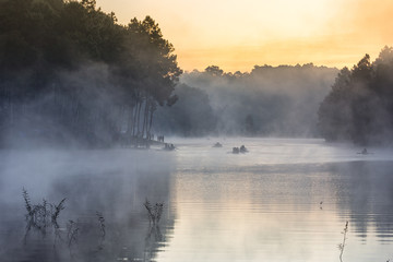 Sunrise at Pang-ung Lake, Pine Forest, Mae Hong Son,North of Thailand
