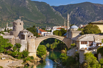 Fototapeta na wymiar Old Bridge in Mostar - Bosnia and Herzegovina