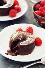 Chocolate Lava Cakes with Raspberries