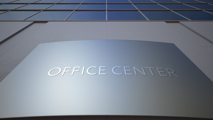 Abstract office center signage board. Modern office building. 3D rendering