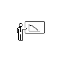 Fototapeta premium Down graph outline vector icon. Business infographic illustration.