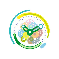 clock, gears on white background, isolated object