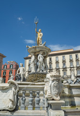 Fototapeta na wymiar Neptune fountain in Naples- Italy