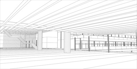 sketch design of interior hall,vector