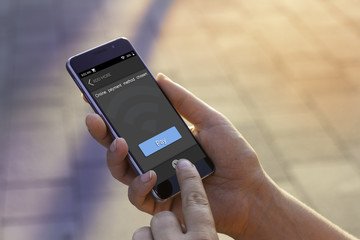 Online payment by smartphone concept. 