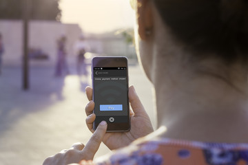 Online payment by smartphone concept. 