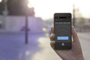 Online payment by smartphone concept. 