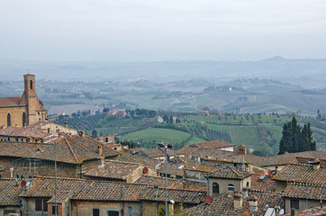 Fototapeta na wymiar Landscape of the Countryside Around San Gimignano, Italy
