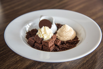 Dessert Brownie and whipcream