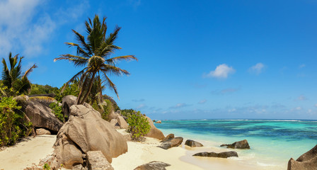 Beautiful beach of Seychelles, island La Digue, Anse Source d'Argent