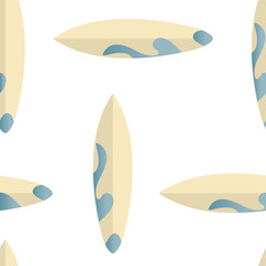  Surfboards on a White background. Sea Extreme Sport Seamless  Pattern.