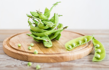 Green peas and pods of green peas