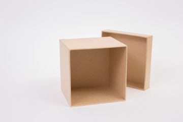 Brown paper box on white background