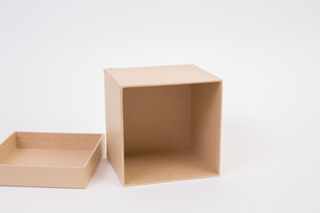 Brown paper box on white background