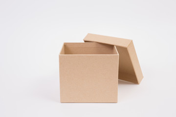 Brown paper box on white background