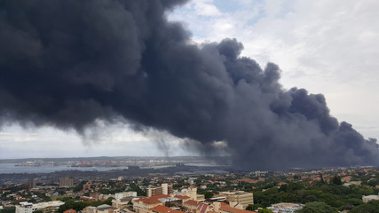 Ominous black crowd floating over the city of Durban.