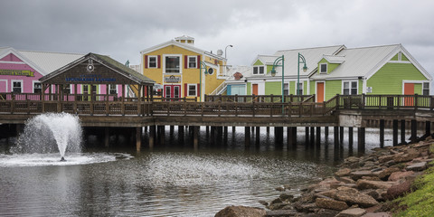 Buildings on the boardwalk, Spinnakers Landing, Summerside, PEI, Canada