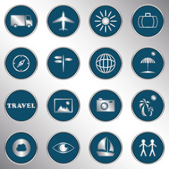 Travel icons. Vector buttons