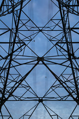 high voltage post.High-voltage tower sky background.
