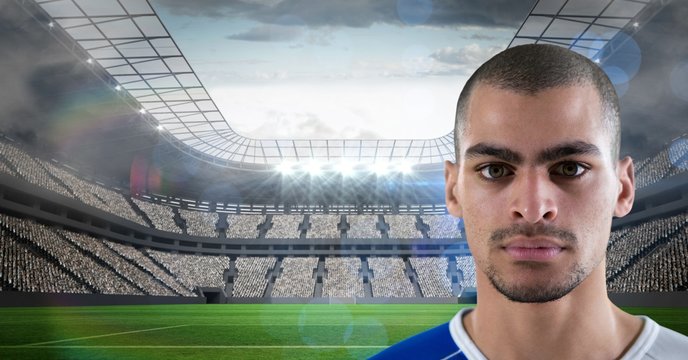 Confident soccer player on playing field - Powered by Adobe