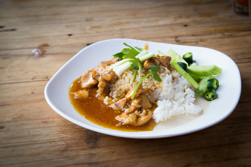 One portion chicken with rice