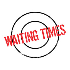 Waiting Times rubber stamp. Grunge design with dust scratches. Effects can be easily removed for a clean, crisp look. Color is easily changed.